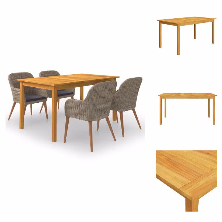 vidaXL Set da pranzo da giardino 5 pezzi marrone - Set di mobili da giardino