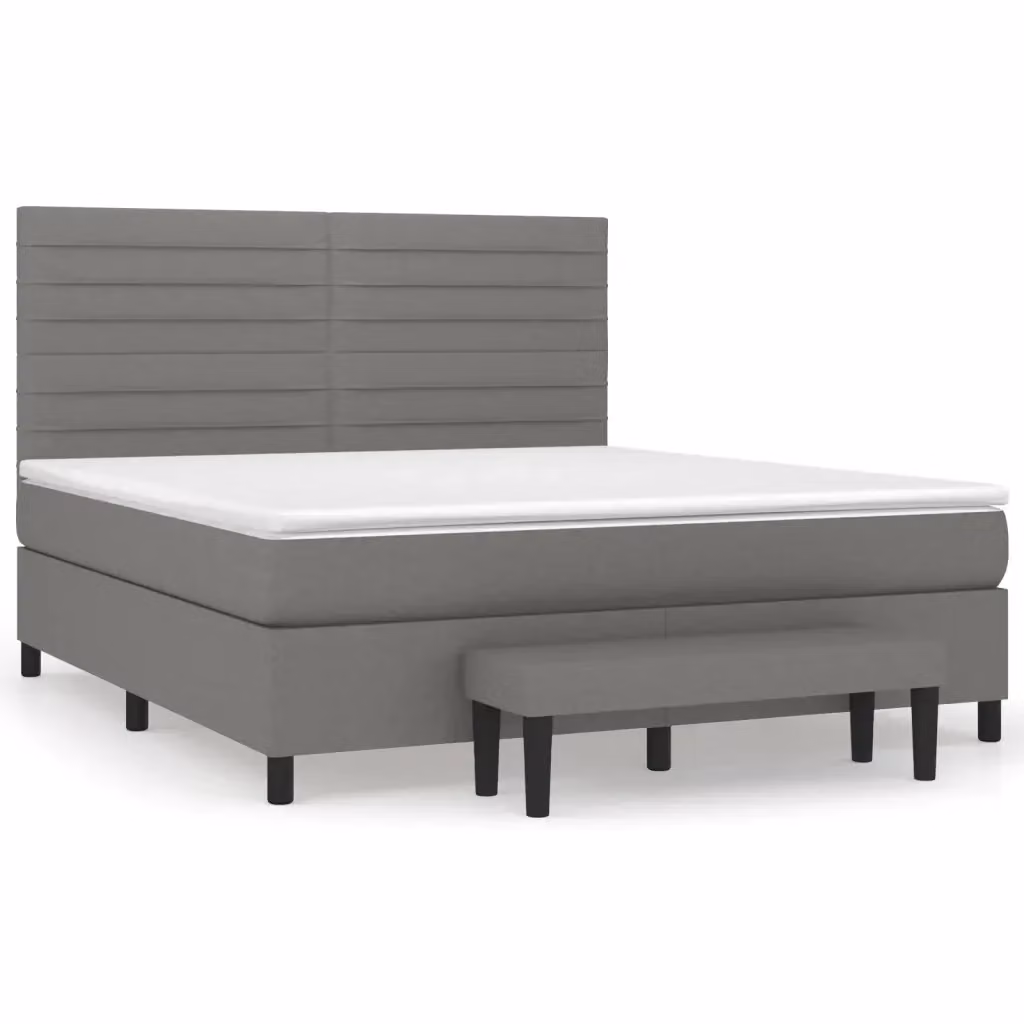 vidaXL Letto Ibrido con Giroletto a Molle e Materasso in Tessuto Grigio e Bianco L/P: 180 x 200 cm – 2