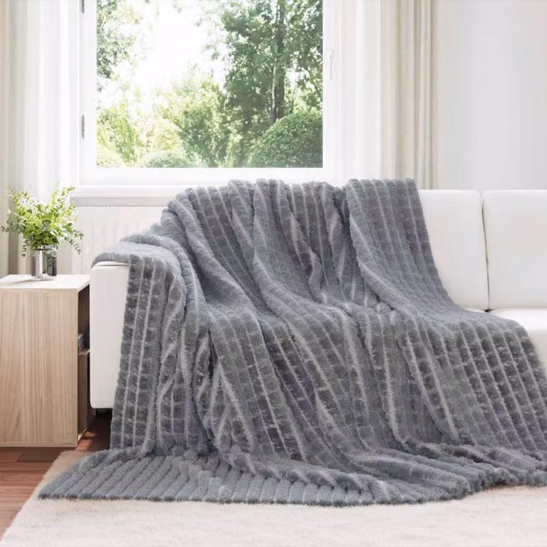 Coperta in pile morbida vidaXL Grigio L 270 cm x P 240 cm