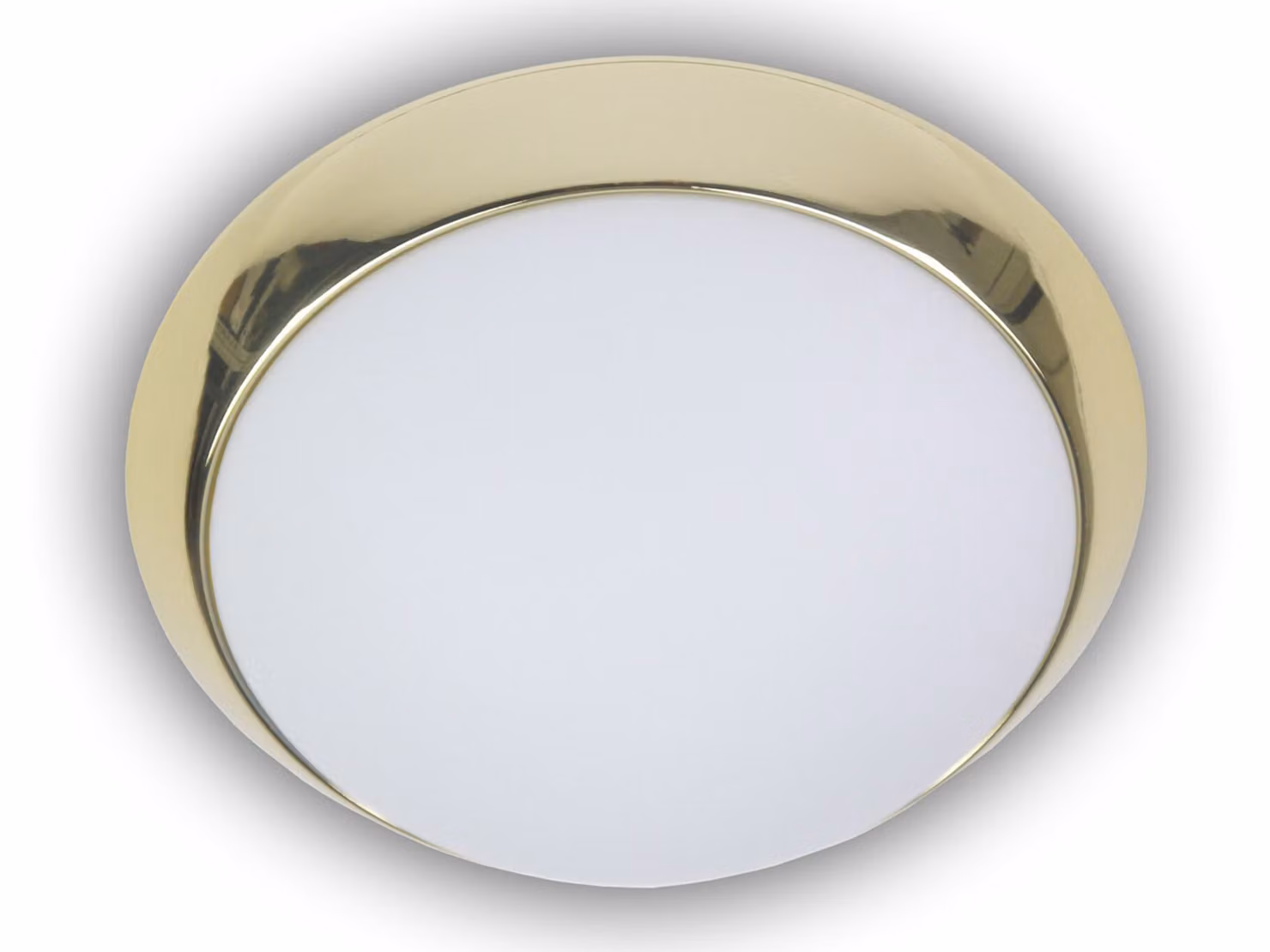 Lampada da soffitto a LED in vetro smerigliato con anello decorativo in ottone lucido, ciotola da soffitto rotonda Ø50cm