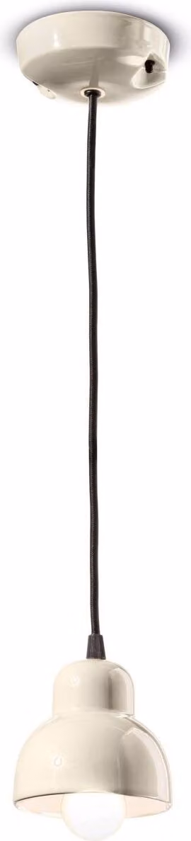 Lampada a sospensione in Vetroceramica rotonda D: 11 cm H: max. 132 cm crema E14 retro in Vetroceramica
