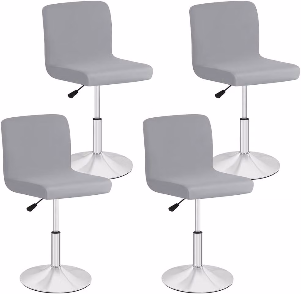 Set di 4 coprisedie grigi, removibili, lavabili, di forma corta, adatti per sedie da bar e da sala da pranzo