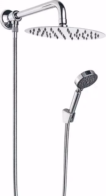Kit set doccia deviatore con doccetta e soffione e braccio 40 cm
