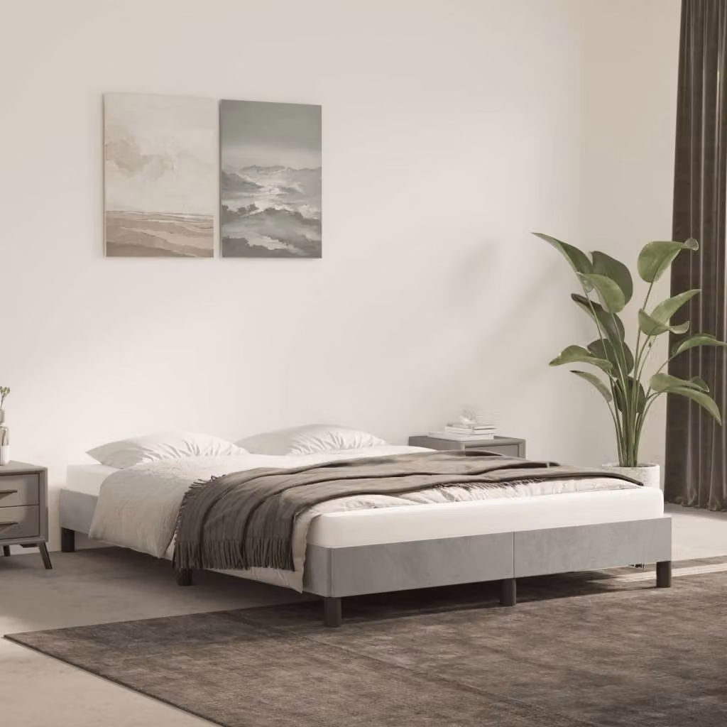 The Living Store Struttura letto grigio chiaro 140x200 cm in velluto