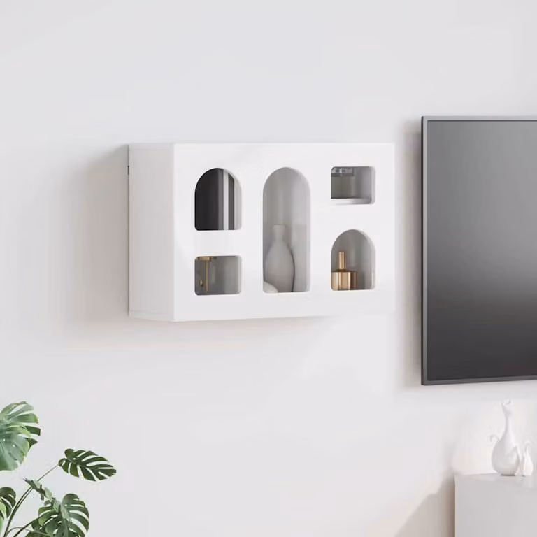 Armadio pensile moderno vidaXL ELST bianco lucido con ante in vetro per cucina o ingresso L 60 cm x P 20 cm x H 40 cm