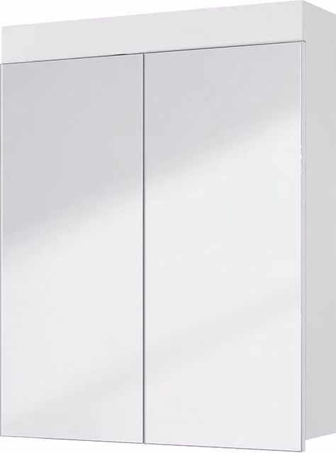 Specchio contenitore bagno Luna Vicco Bianco con ante in vetro e ripiani interni L: 60 cm, H: 77 cm