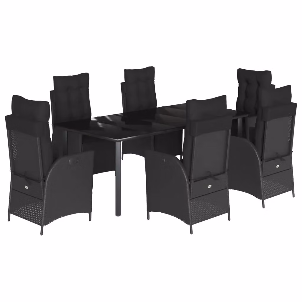 Set da pranzo da giardino vidaXL in polyrattan e vetro nero con 7 pezzi – 2