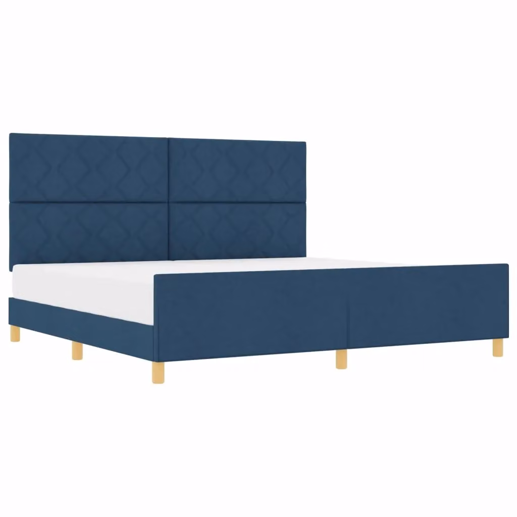 Struttura del letto con testiera blu in tessuto e legno vidaXL L/P/H: 200 x 200 x 128 cm – 2