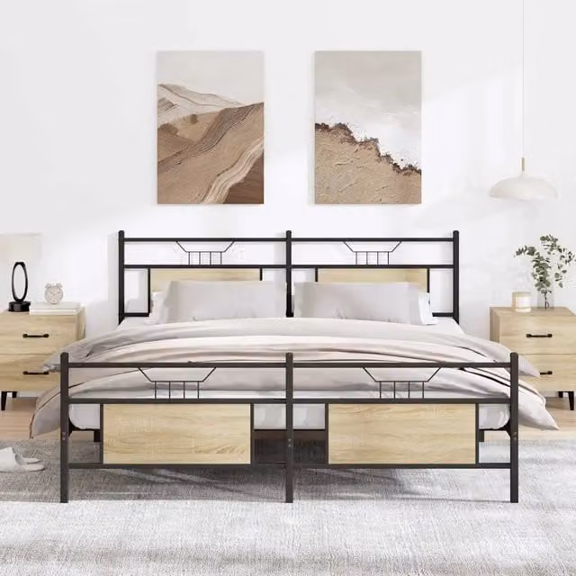 Giroletto senza Materasso in Metallo-Struttura Letto Rovere Sonoma 180x200 cm 905639