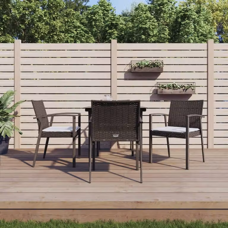 Maison Exclusive - Set Pranzo da Giardino 5pz con Cuscini in Polyrattan e Acciaio