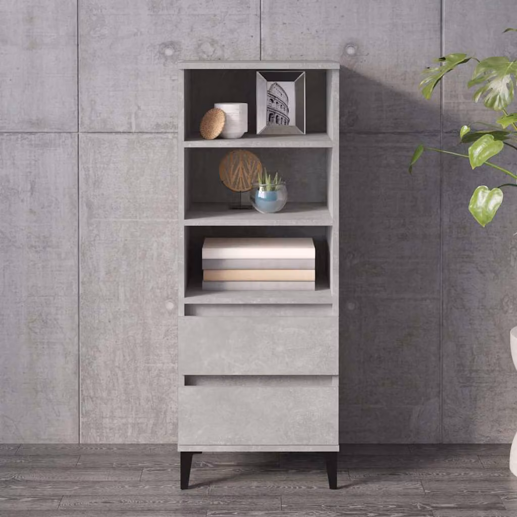 Credenza in stile industriale vidaXL in legno multistrato e metallo, Grigio, L 40 cm x P 36 cm x H 110 cm