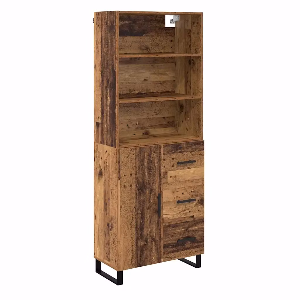Set di 2 credenze moderne vidaXL in legno e metallo color marrone L: 69,5 cm, P: 34 cm, H: 180 cm – 2