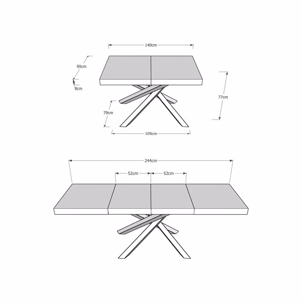 Tavolo allungabile Volta Premium Noce con telaio 4/C, L/P: 140 x 90 cm, estensibile fino a 244 cm – 2
