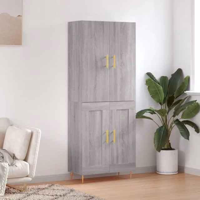 Credenza-Buffet-Armadio da cucina Grigio Sonoma 69,5x34x180 cm in Legno Multistrato 121793