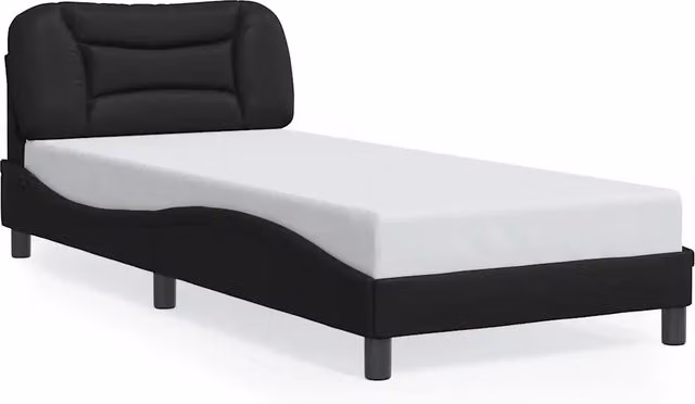 Letto singolo Hvar nero in similpelle con struttura in legno e metallo L/P/H: 200 x 80 x 74,5 cm
