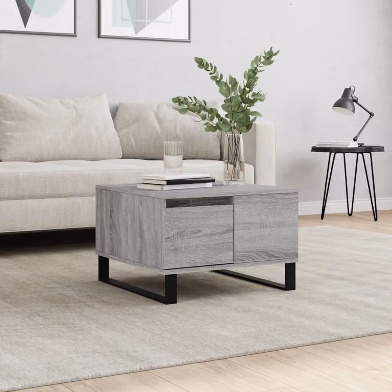 The Living Store Tavolino Grey Sonoma 55x55x36,5 cm Materiale a base di legno