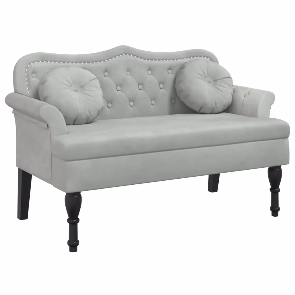 Panca con cuscini vidaXL in velluto grigio con struttura in legno L: 120,5 cm, P: 65 cm, H: 75 cm – 2
