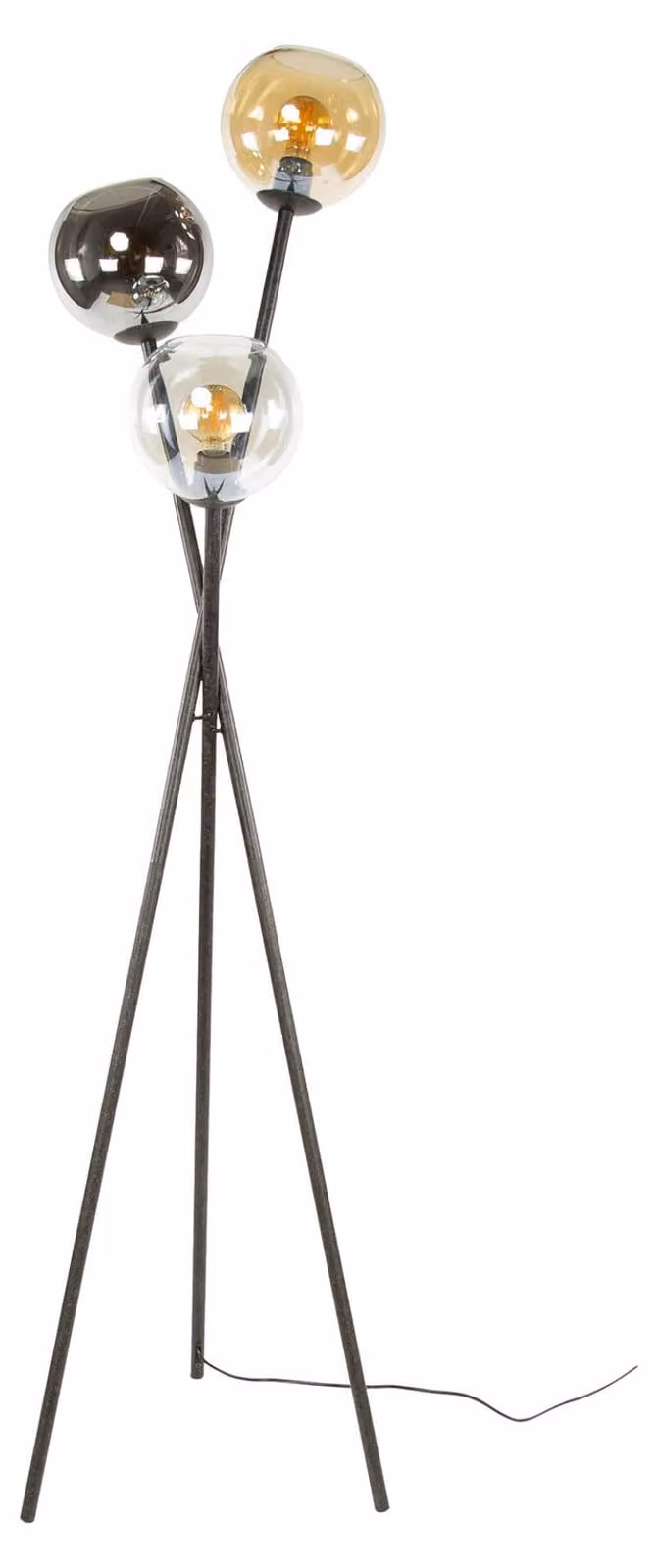 Lampada da terra FURNLUX Multi Globe trasparente, oro e nera 45 cm / Colore principale: nero / Dimensioni: 45 x 174 x 45 cm