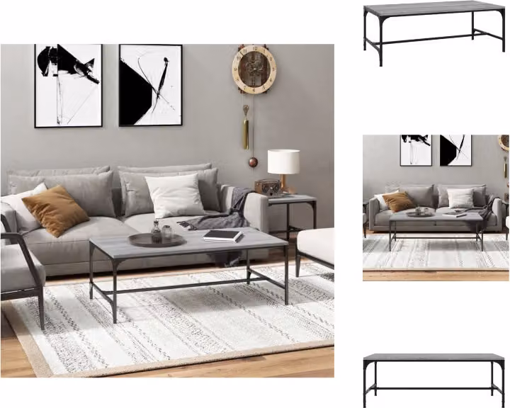 vidaXL Tavolino grigio Sonoma 100x50x35 cm in legno - Tavolini da caffè