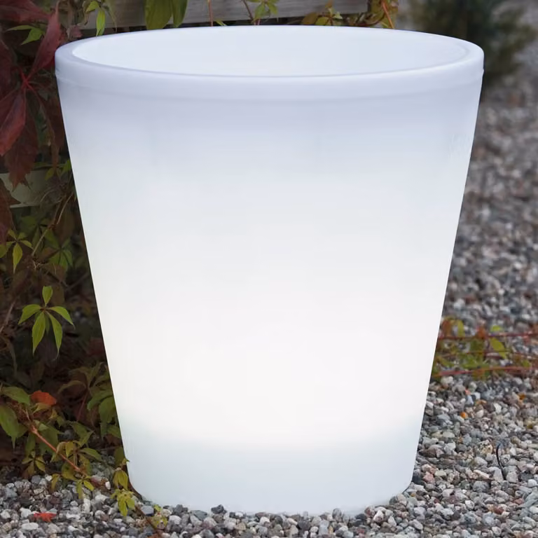 Konstsmide Vaso LED ASSISI illuminato Ø 37 cm, Bianco / Opale, Plastica, Moderno