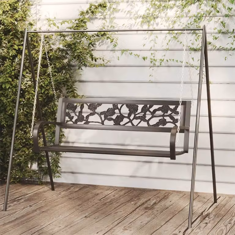 The Living Store Altalena Hollywood 125 cm in acciaio e plastica nera