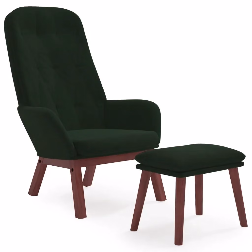 Poltrona Relax con Poggiapiedi vidaXL in Velluto Verde con Struttura Rinforzata e Imbottitura in Schiuma – 2
