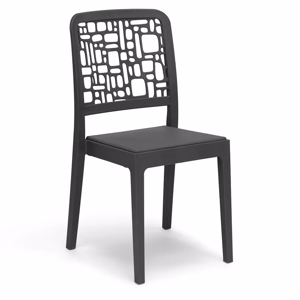 Set di 2 sedie impilabili MEDEA Redokasa in polipropilene colore Antracite opaco per cucina, giardino e sala da pranzo – 2