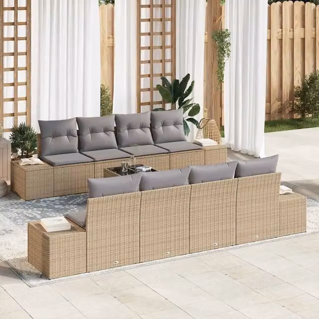 Set Divano da Giardino 7 pz Beige e Grigio Chiaro polyrattan 3346990