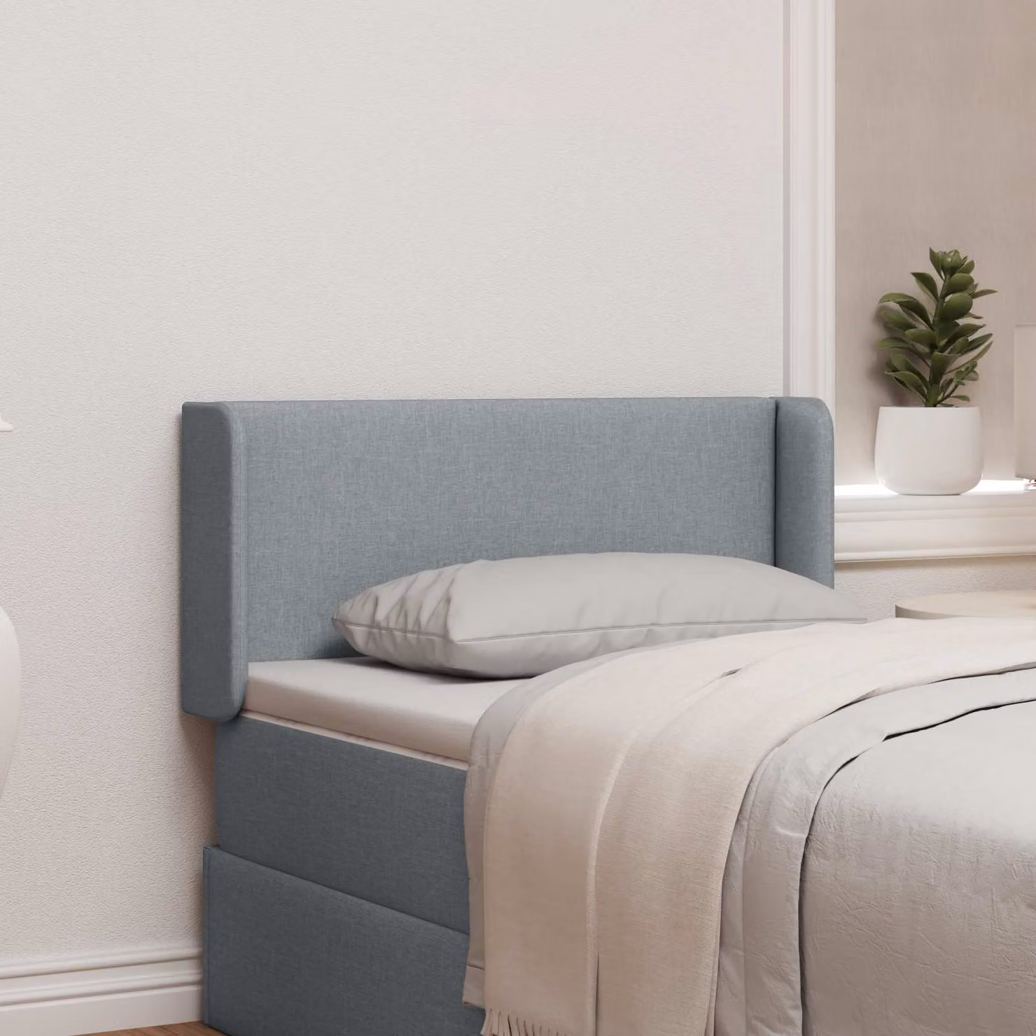 Testata del letto imbottita vidaXL in tessuto grigio, L 40,5 x P 40,5 x H 4 cm