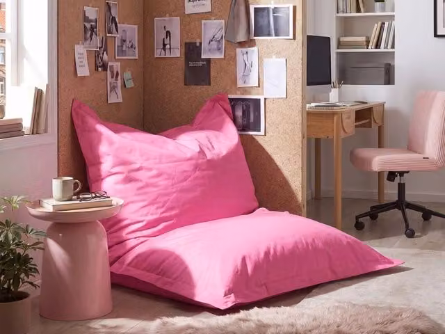 Pouf sacco grande Beliani rosa con fodera rimovibile L: 140 cm, P: 180 cm
