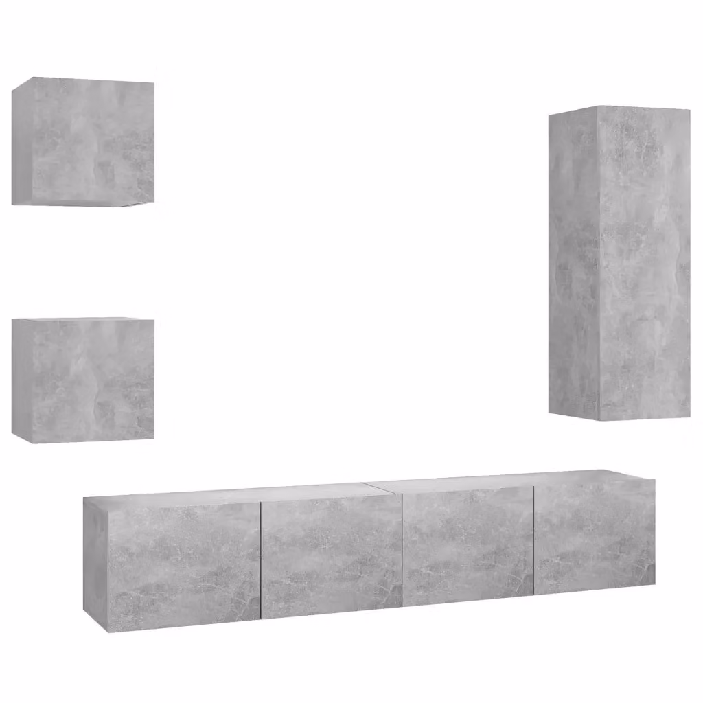Set di mobili porta TV moderno vidaXL in legno multistrato grigio, design astratto a parete per il tuo soggiorno – 2