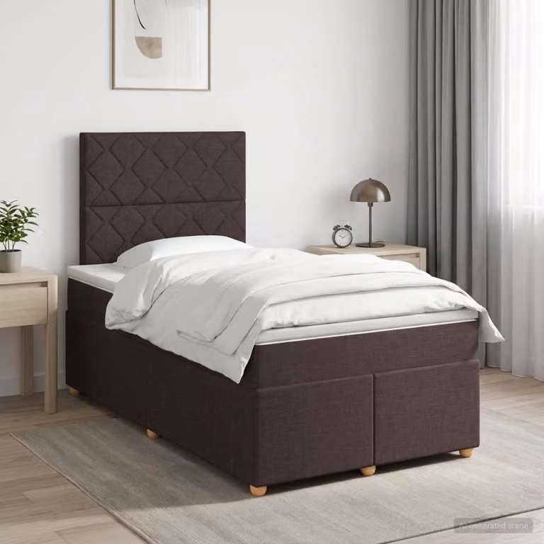 Maison Exclusive - Letto boxspring con materasso marrone scuro 120 x 200 cm tessuto