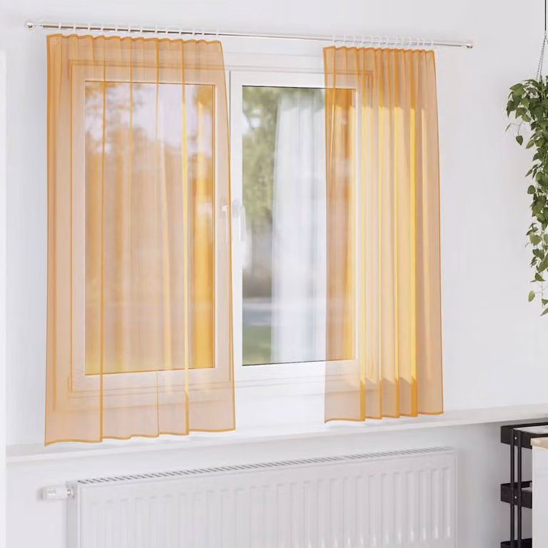 Set di 2 tende in voile semi-trasparenti vidaXL arancioni con tasche per asta, L: 140 cm, H: 175 cm