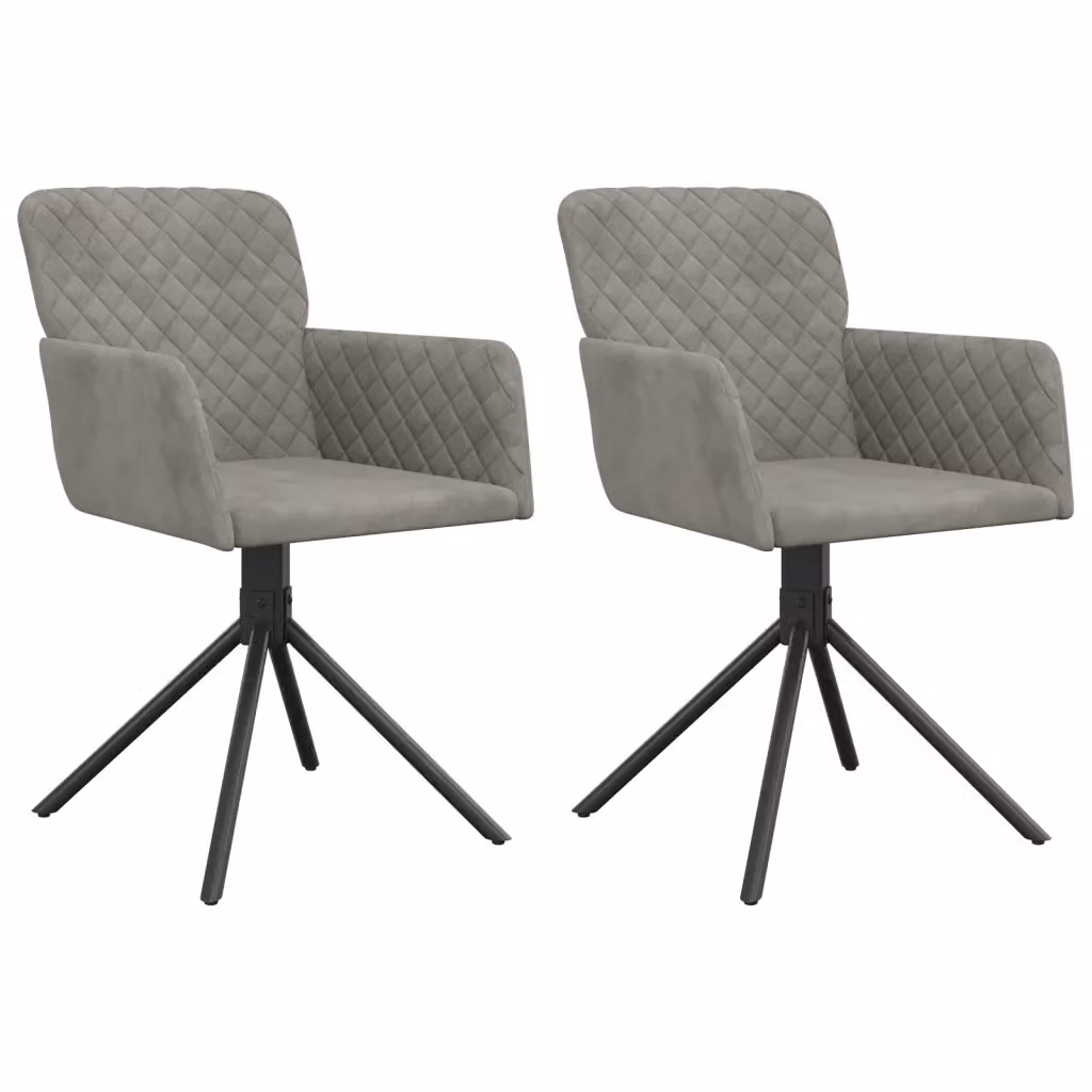 Set di 2 sedie da pranzo girevoli a 360 gradi vidaXL in velluto grigio con design moderno – 2