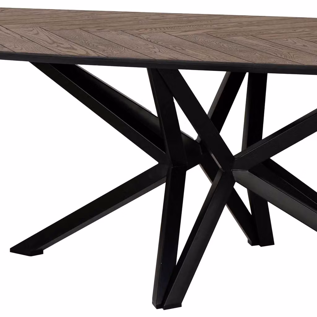 Tavolo da pranzo rettangolare Wanderlust Deco in legno e metallo con struttura a X, colore noce scuro, L: 240 cm, P: 100 cm, H: 77 cm – 2