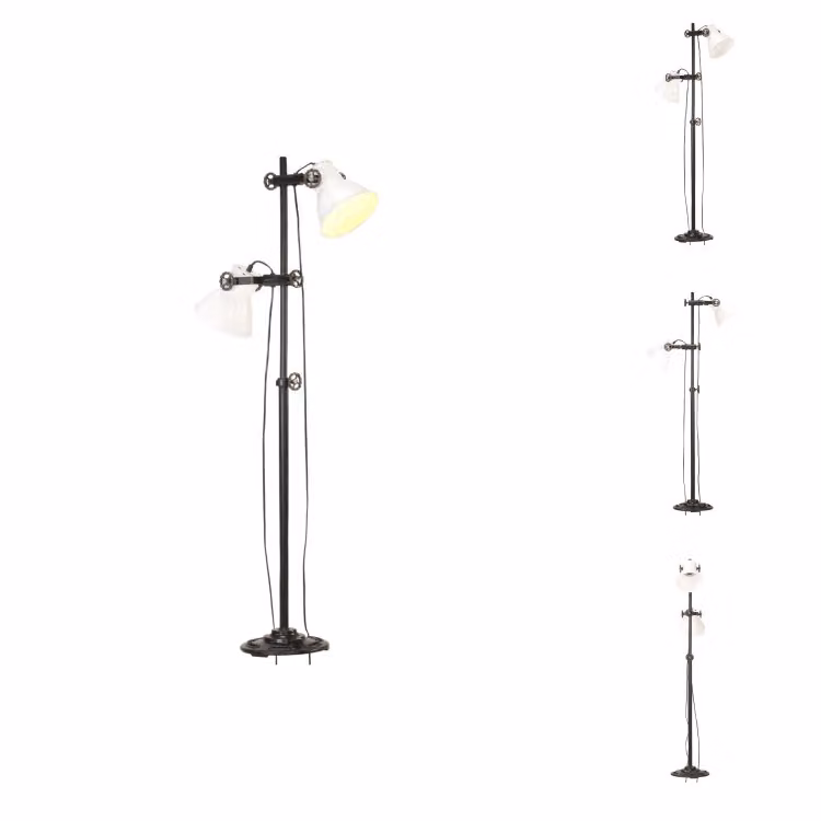 vidaXL Lampada da terra a 2 luci in ghisa bianca E27 - Lampade