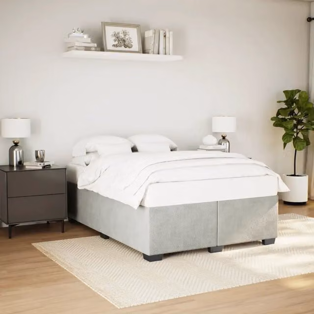 Giroletto senza Materasso-Struttura Letto Grigio Chiaro 140x200 cm Velluto 204008