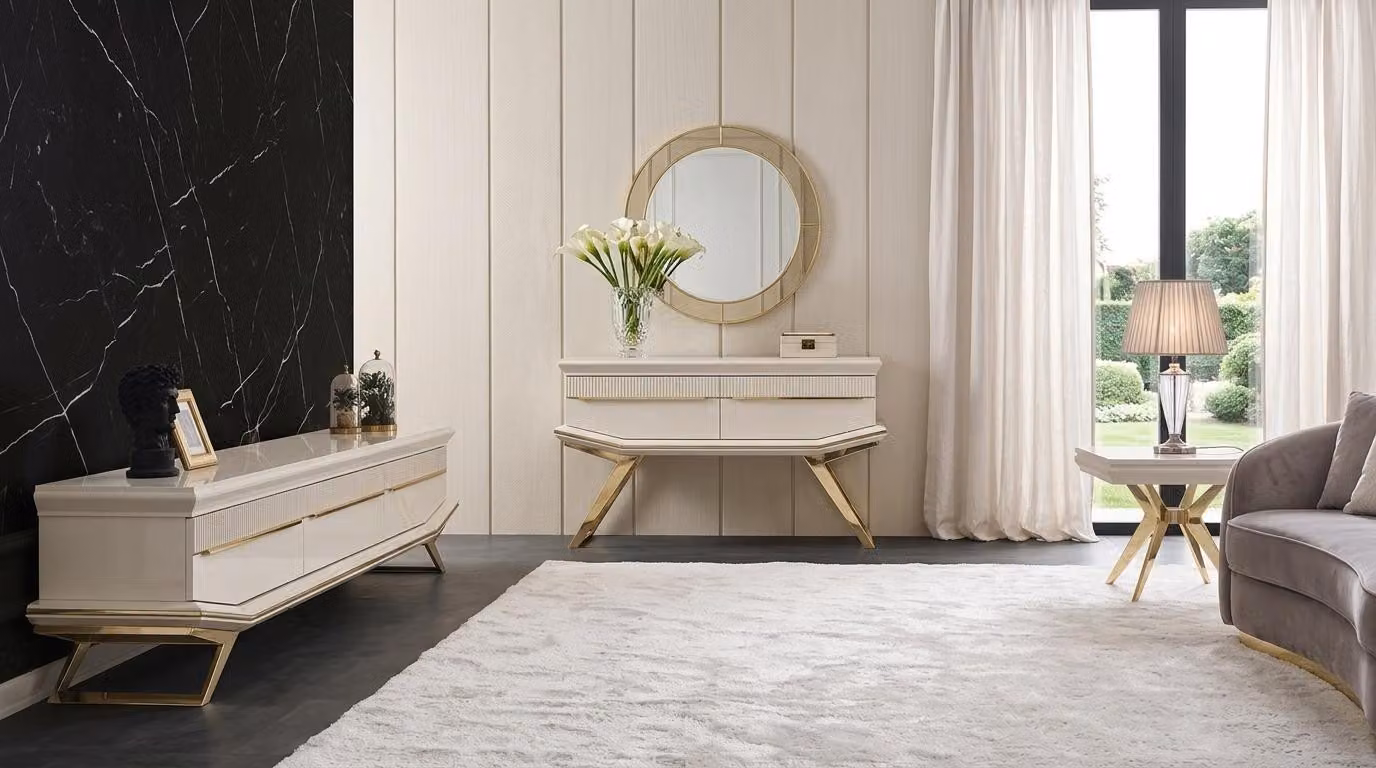 Tavolino da salotto, stile moderno, colore bianco, nuovo, pratico