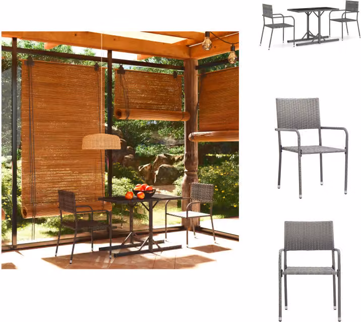 vidaXL Set da pranzo da giardino 3 pezzi grigio - Set di mobili da giardino