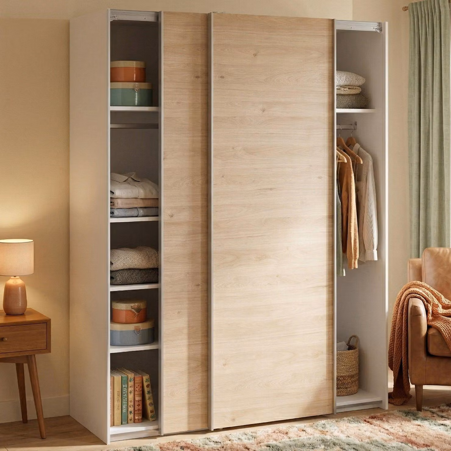 Dmora Guardaroba 2 Ante Maurice 60.5x200.4h cm Bianco, Appendiabiti 2 Ante