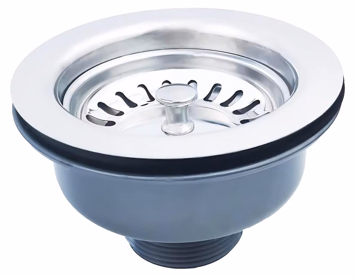Omgoods - Kit di scarico con cesto - Griglia di scarico - Tappo a cestello - Sifone per lavello - Acciaio inossidabile - Adatto per fori di lavello con diametro di 83-90 mm
