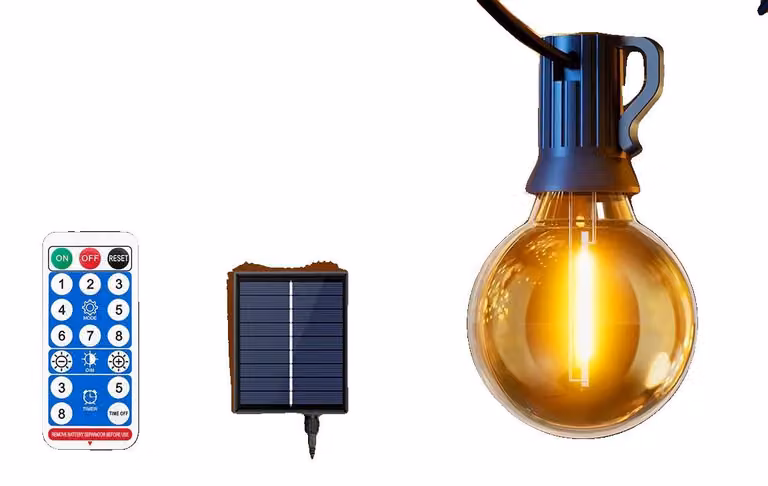 Catena luminosa a LED, alimentata a energia solare, con funzione di dimmeraggio e telecomando, lunghezza 17,25 metri, 45 lampadine