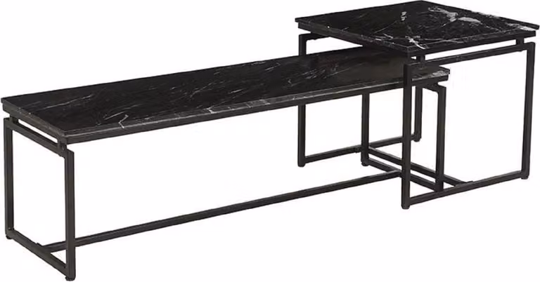 Casa Padrino Tavolino set di 2 nero - Tavoli da salotto in metallo con piano in marmo - Mobili da salotto - Mobili