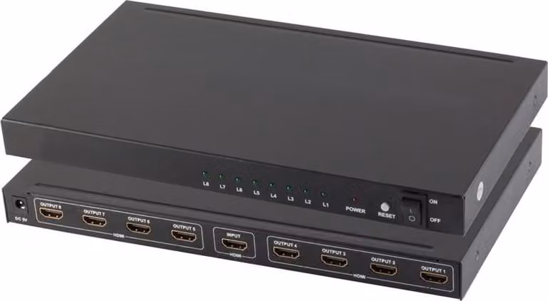 Distributore HDMI, 1 x IN 8 x OUT alimentatore, 4K2K 3D