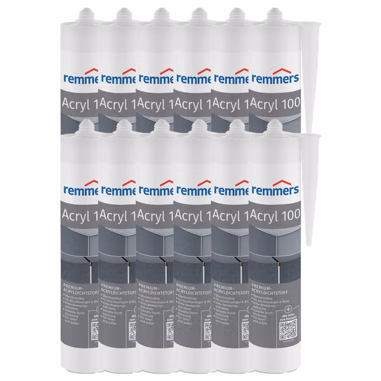 12 tubetti di sigillante acrilico per fughe Remmers 100 bianco da 600 ml