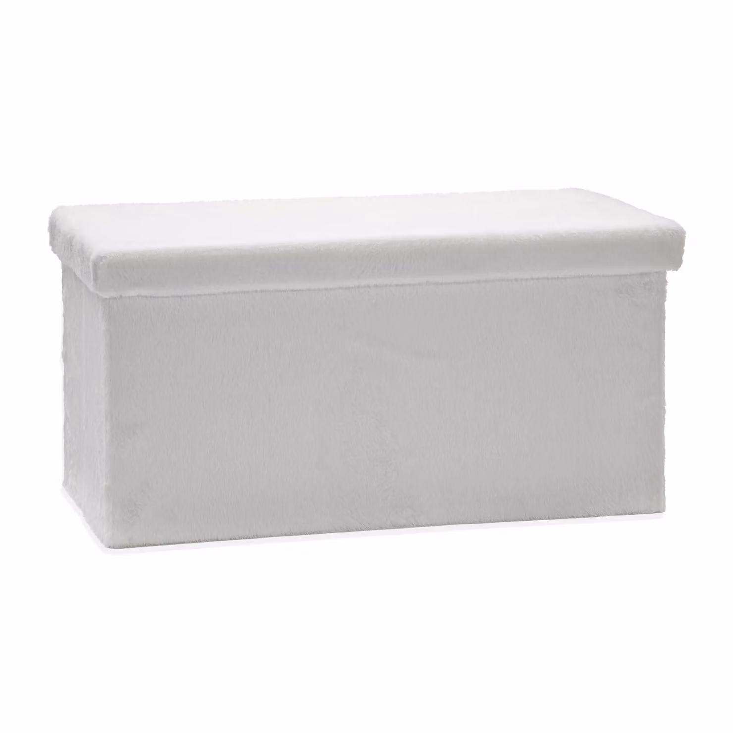 Vestiamo Casa Pouf Contenitore in Pelliccia Sintetica Bianco H: 38 cm, L: 76 cm, P: 38 cm – 1