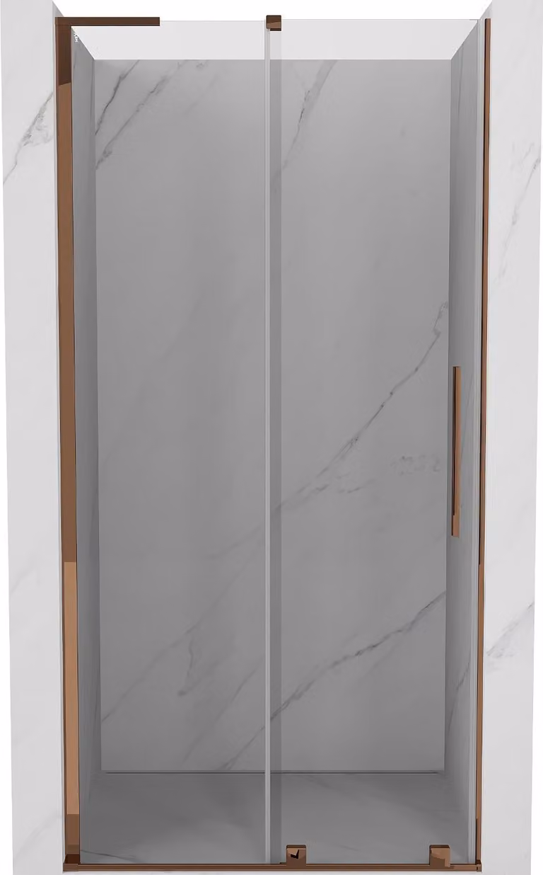 Mexen Velar L porta doccia scorrevole 90 cm, trasparente, oro rosa - 871-090-003-01-60