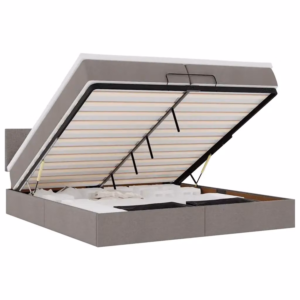 Struttura Letto con Contenitore a Sollevamento vidaXL in Tessuto con Luci Sotto il Letto e Porte USB, L/P: 200 x 200 cm – 2