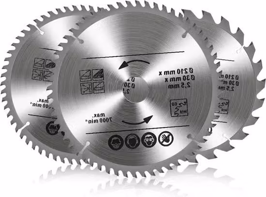 Lama circolare in acciaio TCT argento per legno, metallo e alluminio, Diametro: 210 mm