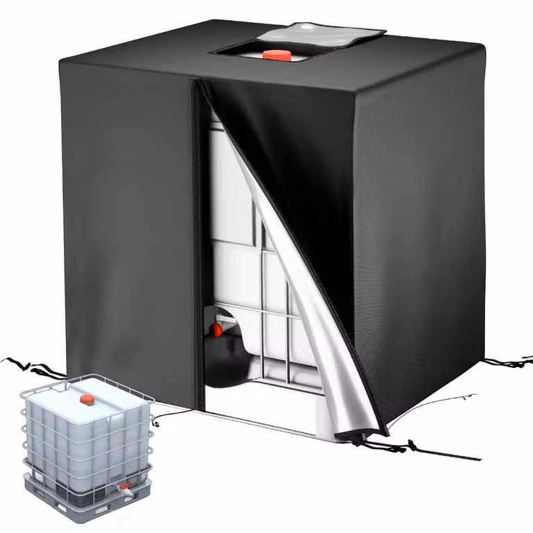 Copertura nera per serbatoi IBC, realizzata in tessuto 420D, con protezione solare e impermeabile, adatta per serbatoi d'acqua da 1000 litri